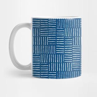 String Herringbone - white on classic blue Mug